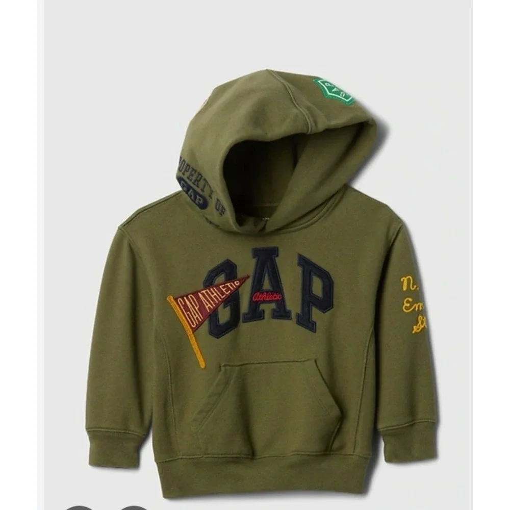 Baby Gap Athletic Hoodie Toddler 2T‎ Logo NYC Graphic Sweatshirt Army Green RARE